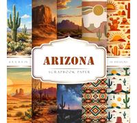 Arizona Scrapbook Paper: Desert Landscapes & Seamless Cactus Patterns | 20 Double-Sided 8.5 x 8.5 Inch Decorative Papers for Junk Journals, Card Making, Wrapping, Collage, DIY Crafts & Mixed Media