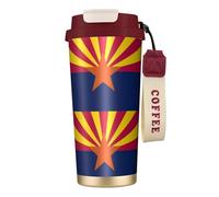 Arizona State Flag Bouteille d'eau avec couvercle à paille en acier inoxydable à large goulot isotherme anti-fuite pour femme Rouge
