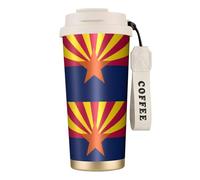 Arizona State Flag Bouteille d'eau avec couvercle à paille en acier inoxydable à large goulot isotherme anti-fuite pour femme Blanc
