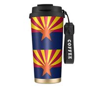 Arizona State Flag Bouteilles d'eau isothermes en acier inoxydable pour homme et femme avec couvercle à pailles anti-fuite Noir