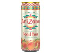 AriZona - Thé Noir Goût Pêche - Pack de 12 Canettes 330 ml - Boisson 100% Plaisir - Emballage Design