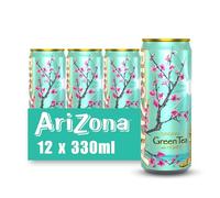 AriZona - Thé Vert Aromatisé au Miel - Pack de 12 Canettes 330 ml - Boisson 100% Plaisir - Emballage Design