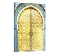 Arjazia Tableau Arabe Porte - Décoration Murale Orientale - 60x40cm et 90x60cm - Impression sur Toile Haute Résolution - Toile Tendue sur un Cadre en Bois (90x60cm)