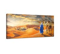 Arjazia Tableau Arabe Touareg - Tableau oriental - 80x40cm et 120x60cm - Impression sur Toile Haute Résolution - Toile Tendue sur un Cadre en Bois (80x40 cm)