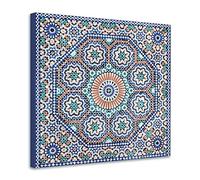 Arjazia Tableau Mosaïque Rosace - 60x60cm et 80x80cm - Bleu - Impression sur toile haute résolution - Toile tendue sur un cadre en bois (60x60 cm)