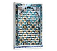 Arjazia Tableau Oriental Porte Mosaïque - Décoration murale Arabe - 90x60cm et 120x80cm - Camel - Impression sur Toile Haute Résolution - Toile Tendue sur un Cadre en Bois (90x60cm)