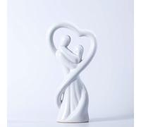 ARJDXDP Statues en Porcelaine d'art De Couple Affectueux,Sculpture Peinte à la Main de 27cm de Haut,Statue élégante comme Symbole d'amour et d'affection,Figure décorative Parfaite comme Cadeau (White)