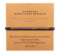 ARK & BAY Bracelet à code morse chrétien | Bracelets réglables faits à la main avec verset de la Bible pour homme et femme | Écriture religieuse | Bijoux en perles catholiques pour encouragement