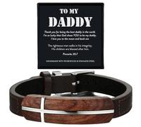 ARK & BAY Bracelet chrétien en cuir et croix en palissandre pour homme dans une boîte cadeau avec verset de la Bible | Bijoux religieux significatifs pour lui | Bracelet de montre catholique pour mari