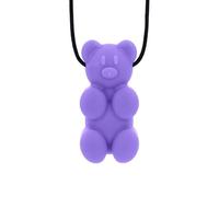 ARK Bear Collier à mâcher - Aide à la mastication sûre en forme d'ours en caoutchouc, non toxique, 3 duretés, soutien sensoriel pour enfants et adultes, cordon réglable (ferme, lavande)