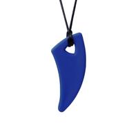 ARK Collier à mâcher en forme de dent de sabre, en silicone, sûre, pour enfants et adultes, stimulation orale et motrice, différents niveaux de force, sans BPA et passe au lave-vaisselle, bleu foncé