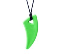 ARK Collier à mâcher en forme de dent de sabre, en silicone, sûre, pour enfants et adultes, stimulation orale et motrice, différents niveaux de force, sans BPA et passe au lave-vaisselle, vert clair