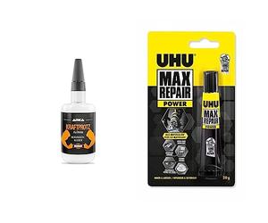 ARKA - KRAFTPROTZ liquide | 50 g | Superglue | Extra forte et universelle & UHU Max Repair power - Colle extra puissante et flexible, idéale pour les chaussures, le caoutchouc, le cuir, tube 20g