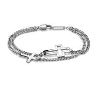 Arkai by Trendhim Bracelet pour homme en acier inoxydable avec pendentif en forme de croix | Double chaîne avec maille fine et fermoir solide | Design danois | Accessoire décontracté, large, Métal non