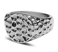 Arkai by Trendhim Chevalière pour homme | Acier inoxydable argenté martelé avec zircone noire | Acier inoxydable 316L | Design danois | Couleur acier | Hauteur du visage 15 mm, 55mm, Métal non