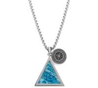 Arkai by Trendhim Collier pour homme avec pendentif | Chaîne en acier inoxydable argenté avec pendentif triangulaire larimar | 60 cm de longueur | Design danois | Bijou élégant pour homme