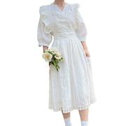 ARKCHIU Tablier De Cuisine en Coton pour Femme Et Fille, Tablier Rétro avec Poches Et Dentelle pour Cuisiner, JardinerWhite B,One Size