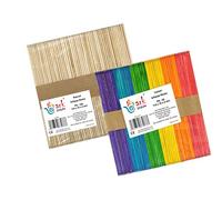 ArkCRAFT Lot de 2 x 50 bâtons de sucette 114 x 10 x 2 mm (Naturel+coloré) Multicolore