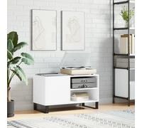 ARKEM Armoire à disques Blanc 85x38x48 cm Bois d'ingénierie,Chaine HiFi avec Platine Vinyle,Rangement Disque Vinyle