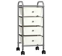 ARKEM Chariot de Rangement Mobile à 4 tiroirs Blanc Plastique,Panier A Roulette Cuisine,Casiers Et Supports De Cuisine