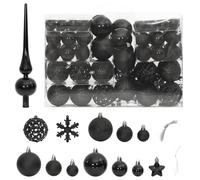 ARKEM Ensemble de Boules de Noël 111 pièces Noir polystyrène,Deco Sapin De Noel,Décoration De Noël,Grosse Boule De Noel