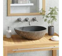ARKEM Lavabo en Pierre de rivière Ovale 37-46 cm,Vasque À Poser Salle De Bain,Lavabo Salle De Bain