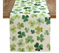 ARKENY Chemin de table vert porte-bonheur de la Saint-Patrick - 183 cm - Décoration saisonnière pour table à manger, maison, ferme, décoration de table AT393