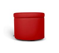 ARKETICOM POUF CONTENEUR ROND, repose-pieds en similicuir (42 D x 42 H, rouge)