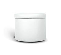 ARKETICOM, Pouf en simili cuir rond, repose-pieds et assise (42 D x 42 H, blanc)