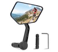 Arkham Miroir de vélo, haute définition, verre véritable résistant aux chocs, miroir extra large, miroir de vélo pour guidon droit, miroir de vélo universel pour vélos électriques (Carré à droite)