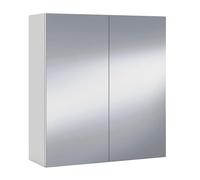 ARKITMOBEL Meuble Caberino 2 Portes pour Salle de Bain, Module avec Miroir et étagères, Finition Blanc Brillant, Dimensions : 60 x 65 x 21 cm (l x H x P).