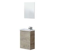 Arkitmobel Meuble de salle de bain avec miroir et lavabo, module suspendu, couleur chêne Alaska, 40 x 58 x 22 cm (largeur x hauteur x profondeur) Modèle Compact