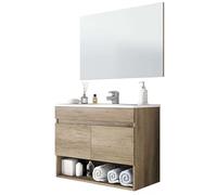 13Casa Oslo V01 Ensemble de Meubles de Salle de Bain + Miroir en mélamine 80 x 45 x 64 cm