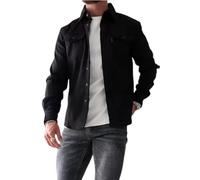 ArknAv Veste chemise boutonnée pour homme, vestes décontractées et élégantes, chemise décontractée pour jeunes hommes, Noir , XXXL