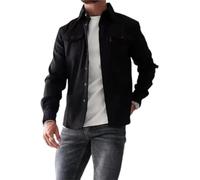 ArknAv Veste chemise boutonnée pour homme, vestes décontractées et élégantes, chemise décontractée pour jeunes hommes, Noir , M