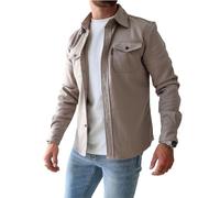 ArknAv Veste chemise boutonnée pour homme, vestes décontractées et élégantes, chemise décontractée pour jeunes hommes, abricot, M