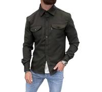 ArknAv Veste chemise boutonnée pour homme, vestes décontractées et élégantes, chemise décontractée pour jeunes hommes, vert, M