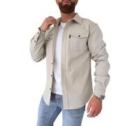 ArknAv Veste chemise boutonnée pour homme, vestes décontractées et élégantes, chemise décontractée pour jeunes hommes, beige, XL