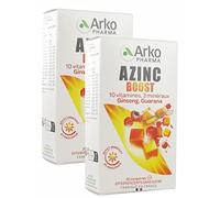 Arkopharma Azinc Boost 10 Vitamines 3 Minéraux Ginseng et Guarana- 20 Comprimés Effervescents - Lot de 2 Boites de 20 comprimés