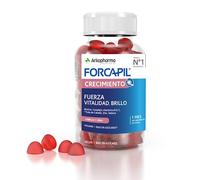 Arkopharma Forcapil Croissance, 60 gummies, Caramètres en caoutchouc Saveur fruits Rouge, Force, Vitalité et Brillant, Haute Concentration en biotine, Vitamine B et C, complément alimentaire