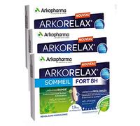 ARKORELAX SOMMEIL FORT 8 H - Chrono Libération - 1,9mg melatonine 5 extraits de plantes - Lot de 90 Comprmés(90 jours)
