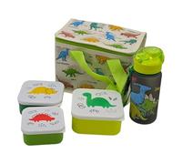 ARKRAFT Set pour Pic Nic Enfant avec Sac Thermique Gourde de 350 ml 3 Contenants Motif Dinosaures