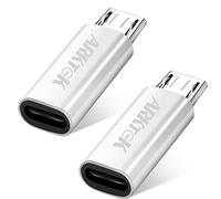 ARKTEK Adaptateur Micro USB vers Lighting Adaptateur Lighting iOS Micro USB synchronisation et Charge données pour Galaxy S7 / S7 Edge / S6 et Plus (Pack de 2, Argent)