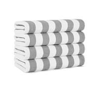 Arkwright LLC California Cabana Lot de 4 Serviettes de Plage surdimensionnées à Rayures - 76,2 x 177,8 cm - 100% Coton filé à l'anneau - Double Fil résistant - Serviette de Piscine, de Plage et de