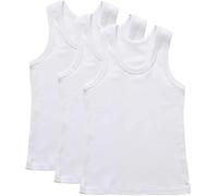 ArkXani® Lot de 3 débardeurs blancs sans manches 100 % coton pour le quotidien, coupe ajustée, style décontracté, pour la rentrée scolaire, blanc, 3-5 ans