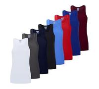 ArkXani® Lot de 3 débardeurs en coton pour homme - Coupe ajustée - Sans manches - Pour la course à pied, le cyclisme, la gym, l'athlétisme - Respirant - Couleur unie - Blanc, noir et couleurs