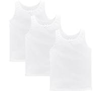 ArkXani® Lot de 3 débardeurs sans manches 100 % coton pour fille - Coupe ajustée - Style décontracté - Pour la rentrée scolaire, blanc, 6-8 ans