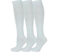 ArkXani® Lot de 3 paires de chaussettes montantes en coton riche pour filles - Chaussettes longues confortables pour la rentrée scolaire et le quotidien - Pour enfants de 2 à 14 ans, blanc, 11-14