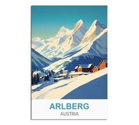Arlberg Poster vintage sur toile de voyage Autriche 50 x 75 cm Décoration murale moderne pour chambre à coucher