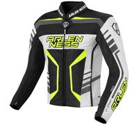 Arlen Ness Rapida 2 Blouson en cuir de moto, noir-blanc-jaune, taille 48 pour homme